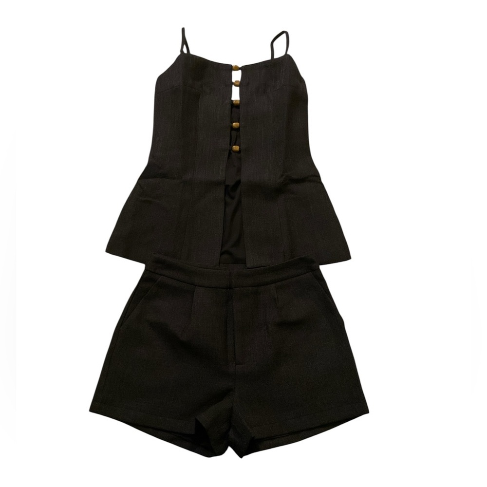 NWT Commense Black Demi Two Piece Short Set M G20